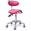 Quirumed Sgabello Pony idraulico Elite, colore rosa, multidisciplinare, acciaio inossidabile, similpelle, schienale ergonomico, imbottitura in poliuretano, altezza regolabile
