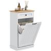 HOMCOM Mobile Bagno con Cassetto e Cesto Portabiancheria in Legno Bianco