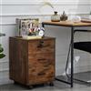LEMROE Armadietto mobile a 3 cassetti con serratura e ruote in legno stile industriale per ufficio domestico (marrone, 3 cassetti)