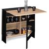 IDMarket - EDI Consolle pieghevole per 2-6 persone con contenitore in legno nero e piano in faggio 150 x 80 cm