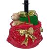 Generico Base per Albero di Natale a Forma di Sacco Rosso con Orsetto Pacco Regalo Fiocco Oro