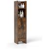 COSTWAY Mobile da Bagno, Armadietto Salvaspazio in Legno per Angoli con Porta e Ripiani Regolabili, Colonna Stretta Salvaspazia per Porta Carta Igienica, Ideale per Bagno e Cucina (Marrone)