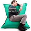 Avalon - Puff Poltrona Sacco Cuscino Grande Thin 220L Deluxe Sfoderabile, Pouf Sacco Sartoriale, Bean Bag in Tessuto Antistrappo/Impermeabile con Sacca Interna, Made in Italy (130x90cm-Verde smeraldo)