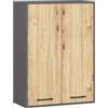 AKORD Mobiletto Bagno Sospeso FIN 64 cm - 2 Ante, 4 Ripiani - Pensile Bagno Salvaspazio Opaco 64x94x30 cm - Armadietto Modulare Sospeso per Spazi Stretti - Grigio Grafite & Rovere Artigianale