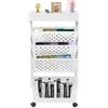Shinpeed Libreria mobile con ruote, 5 ripiani, piccolo carrello per libri e riviste, organizer per libri arrotolabile per soggiorno, camera da letto, ufficio (bianco)