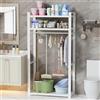 MSFE Armadio Portascope Metallo Bianco Armadietto salvaspazio, Armadio multiuso, Mobile porta scope Organizer per Porta Scopa 40x80x170CM Armadio per Scope per cucina soggiorno lavanderia Ristorante