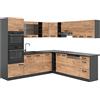 Vicco cucina angolare completa R-line, Quercia dorata/antracite, 237 x 247 cm, PL Antracite