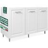 Shally Dogan Mobile Sottolavello Base per Cucina con Tre Ante Design Boiserie, Mobiletto Componibile con Struttura in Legno Robusta, Mobile Sotto Lavello, 120 x 50 x 85H cm (Bianco)