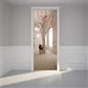 Yelilad Adesivi per Porte Interne 3D Moderno Creativo Floreale Albero Muro Soggiorno Sala da Pranzo Carta da Parati Romantico complementi arredo casa Pasta PVC Impermeabile 77x200 cm