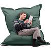 Avalon - Puff Poltrona Sacco Cuscino Gigante Thin 600L Deluxe Sfoderabile, Pouf Sacco Sartoriale, Bean Bag Tessuto Antistrappo/Impermeabile con Sacca Interna, Made in Italy (200x140cm-Verdone)