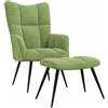 vidaXL Poltrona Relax con Poggiapiedi Verde Chiaro in Velluto