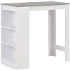 vidaXL Tavolo da Bar con 3 Mensole Elegante Decorativo Robusto per Interni Sala Cucina Tavolino da Bistrò 110x50x103 cm in Truciolato Bianco e Cemento