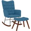 vidaXL Poltrona a Dondolo con Poggiapiedi Blu in Velluto, sedia, sedia a sdraio, posti a sedere, sedia a dondolo, sedia da salotto, sedia relax