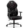 DIABLO X-Gamer 2.0 Sedia Gaming Gamer da Ufficio Design Ergonomico Cuscino Lombare Rivestimento in Tessuto Braccioli Confortevoli (Nero)