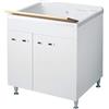 Negrari Classica Lavatoio Montato 75x60 L75 P60 H85cm Bianco Mobile Legno Vasca Polipropilene Termoformatura Asse Pino Piedi Regolabili Cerniere Ante Rallentate Sportelli Arrotondati Maniglie Cromate