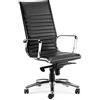 L.C. Office Sedia Poltrona Direzionale ENGMA per Ufficio Dirigenziale e Manageriale in Ecopelle Nera, MADE IN ITALY, Meccanismo Oscillante a Fulcro Avanzato Multi-Block, Braccioli e Base in Alluminio