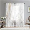 Hiseng Tende per Interni Tende Moderne 2 Pezzi, Bianco Marmo Tende Trasparenti in Voile Semi Trasparente Tende per Camera da Letto Finestre Porta Soggiorno (Oro,108x160cm)