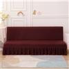 Odot Copridivano Senza Braccioli 1/2/3 Posti con Gonna, Elasticizzato Fodere, Coperture Divano Letto Pieghevole, Copridivano Regolabile, Copri Divano Anti Scivolo (M(160-190cm),Rosso Scuro)