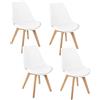 HJhomeheart Sedie Sala da Pranzo, Set di 4 Sedie, Gambe in legno massello, Design Nordico Ergonomico, Sedie Cucina, Sedie Moderne (Bianco-4)