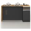 WHOUS Isola Cucina SOLE con 2 Ante e 2 Cassetti, Tavolo da Pranzo e Piano di Lavoro, Ideale per Open Space e Spazi Ridotti, 160x90x90 cm, Antracite Opaco e Rovere
