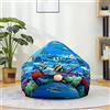 Odot Pouf Poltrona a Sacco, 3D Mondo Subacqueo Poltrona Sacco, Sacchetto di Fagioli con Manico, Bean Bag, per Decorazione della Soggiorno Giardino Salotto, Senza Ripieno (Pesce,L)