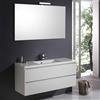 Kiamami Valentina - Mobile bagno sospeso 120cm 2 cassetti bianco foresta, lavabo in marmo ricomposto, specchio 120x70 | Manhattan
