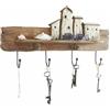 Loberon Charmani Mensola con Ganci - Rustico Legno di paulonia - Finitura Anticata, Marrone