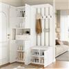 MURUL Set appendiabiti per corridoio, 110 x 180 x 37 cm, bianco, con scarpiera, 6 ante e 2 cassetti