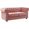 Vente-unique - Divano fisso 2 posti Chesterfield - velluto - rosa