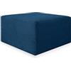 Deshome - Pouf poggiapiedi divano 83x83x44 cm stoffa idrorepellente effetto velluto: Pouf design moderno divano soggiorno camera da letto Puff poggiapiedi Pouffe salotto Demetra Blu