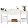 GuannCraft Tavolo d'ingresso con 3 cassetti in legno - moderno tavolino consolle per l'ingresso, organizer di archiviazione per il corridoio, moderno tavolino con accento con ripiano inferiore (Bianco