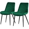 ML DESIGN modern living ML-Design Set di 2 Sedie per Sala da Pranzo Verde Scuro Seduta in Velluto con Gambe in Metallo Nero Sedie da Cucina con Schienale Poltrone Sedie da Soggiorno Imbottite per Ufficio