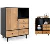 KOMFOTTEU Credenza da Cucina con Ante e Cassetti, Mobile Cucina Dispensa con Gambe in Metallo, Mobile Buffet per Soggiorno, Sala da Pranzo, Corridoio, 80 x 45,5 x 97,5 cm (Nero)