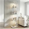 Zorvani Vetrinetta in Vetro,Vetrinetta Espositiva LED,Vetrina Soggiorno Moderna con 4 Ripiani in Vetro con 1Porta e Serratura,Vetrine per Collezionismo,Vetrina negozio (Bianco+LED 1, 1Porta)