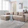 Soweiz Divano L-SVANO 3 Posti Soweiz Divano Sezionale Nessuna Installazione Richiesta Ciniglia Chaise Longue Braccioli 3 Cuscini Tasca Laterale Telecomando 250x158x60cm (Cachi)