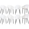 GrandCA HOME Set di 8 Sedie da Pranzo Moderne, Sedia da Cucina con Braccioli, con Schienale cavo Verticale e Gambe in Metallo Nero, Adatte per Soggiorno, Balcone, Ufficio - Bianco