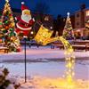 Starnearby Annaffiatoio Luce Solare con Babbo Natale, Annaffiatoio Luminoso con Luci di Natale, Lanterna Solare Decorativa in Metallo, Decorazione Natalizia per Giardino, Terrazza (Luce Calda)