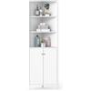 RELAX4LIFE Armadio Alto Angolare con 3 Ripiani Aperti e 2 Ante Scanalate, Mobile da Bagno con Ripiano Regolabile, Mobiletto d'Angolo per Soggiorno, Camera da Letto, Cucina (Bianco)