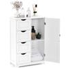 KOMFOTTEU Armadietto portaoggetti con ripiano regolabile, armadio da bagno con 4 cassetti e 1 anta, 56 x 30 x 82 cm, con chiusura ribaltabile, per soggiorno, cucina (bianco), SE09884MTDE