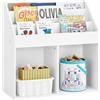SoBuy Libreria Montessori per Bambini Scaffale Portagiochi 3 Ripiani+2 Contenitori Aperti Armadietto Cameretta Bianco Sicuro Libreria Giocattoli per Bambini in Legno Bianco 68x30x68 cm KMB01-II-W