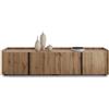 Mobili Fiver, Mobile Basso Romina (183,6x36x44 cm), 4 Ante, Rovere Rustico, 183.6 cmx36 cmx44 cm, Nobilitato/Ferro, Credenza Soggiorno Moderna, Made in Italy