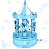Brubaker Carillon in Legno - Giostra Nostalgica con Cavalli - Melodia: Jingle Bells - Carillon da 24 cm Regalo e Addobbo per Natale - Carillon per Decorazioni Natalizie - Blu