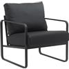 CLP Lounger Manea I Poltrona relax in ecopelle o tessuto I Con robusta struttura in metallo I Poltrona club imbottita, Colore:nero, Materiale:Ecopelle