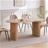 DEYARNA HOME Tavolo da Pranzo Ovale da 180 cm per 6-8 Persone, Tavolo Moderno con Finitura Effetto Legno e Gambe Ellittiche Robuste per Cucina, Sala da Pranzo, Sala Riunioni (Naturale)