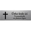 Mygoodprice Targhetta con incisione funeraria con croce cristiana autoadesiva, 30 x 10 cm, personalizzata da 1 a 3 righe in alluminio spazzolato
