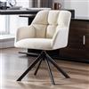 chairus Poltrona da Salotto in Velluto Sedia da Ufficio Girevole Poltroncina Imbottita Non Regolabile Sedia da Scrivania con Braccioli Sedie Moderne per Studio/Computer, Beige