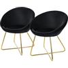ML DESIGN modern living ML-Design Set 2x Sedia da Sala da Pranzo in Velluto Nero Sedia da Soggiorno con Schienale Rotondo Poltrona Imbottita Gambe in Metallo Dorato Poltroncina Ergonomica da Cucina con Schienale e Braccioli
