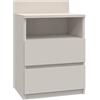 3E 3xE living.com 3xE living Comodino: due cassetti, uno scaffale, colore: Cashmere, 30 x 40 x 51 cm
