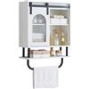 COSTWAY Armadietto Bagno da Parete, Mobiletto Pensile Salvaspazio in Legno con Ripiano Aperto, Anta Scorrevole e Portasciugamani, Pensile Bagno per Cucina e Soggiorno, 50 x 20 x 70 cm