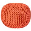 Homescapes, pouf poggiapiedi imbottito lavorato a maglia, 100% cotone, ideale in salotto, per bambini o anziani, Tessuto, Orange, 40 x 35 cm